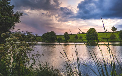 Scenic view of lake against sky