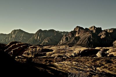 Scenic view of mountains against clear sky