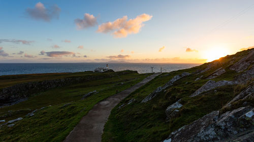 Scenic view of sea against sky during sunset