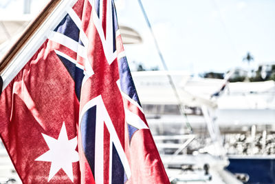 Close-up of flag on boat