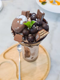 Close-up of dessert on table