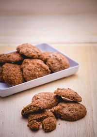 Close-up of cookies on table