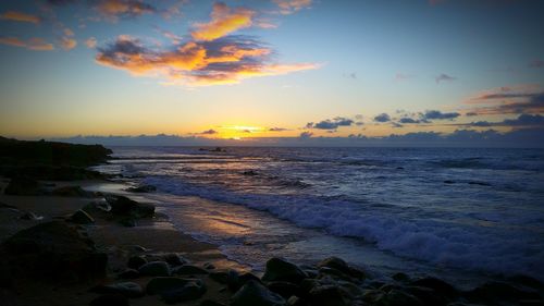 Scenic view of sea during sunset