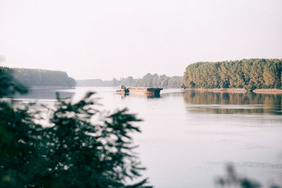 Scenic view of lake against clear sky