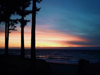 Scenic view of sea at sunset