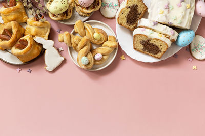 High angle view of food on table