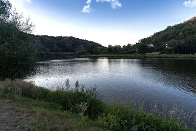 Scenic view of lake against sky