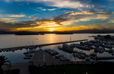 View of marina at sunset