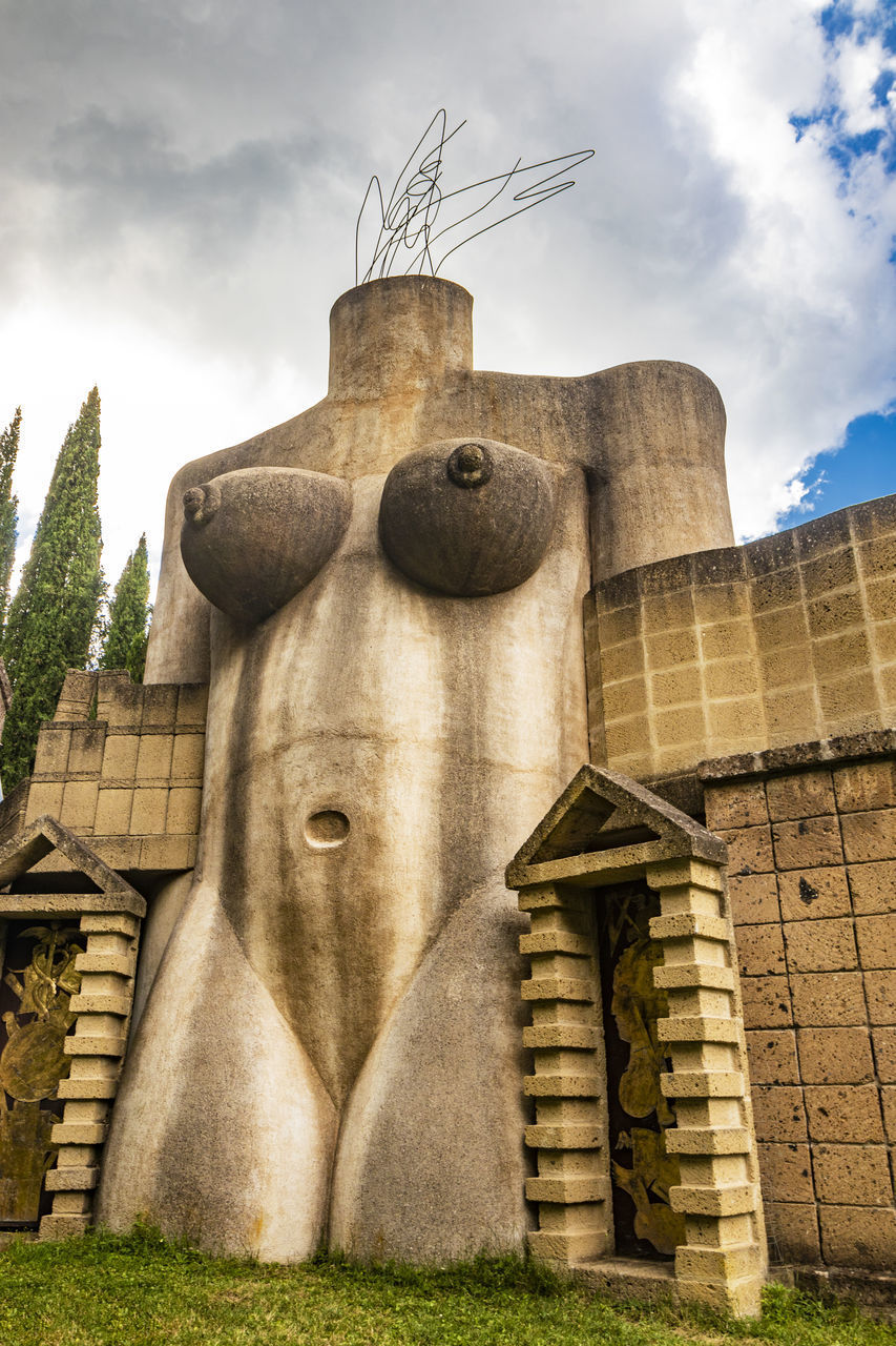 LOW ANGLE VIEW OF OLD STATUE AGAINST SKY