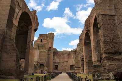 Old ruins at baths of caracalla against sky