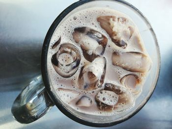 Close-up of coffee served on table