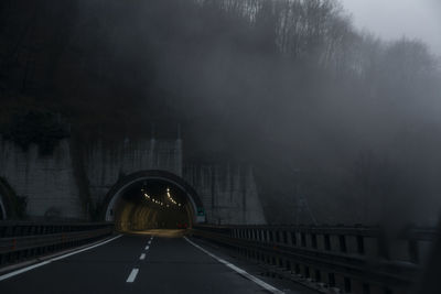 View of bridge in foggy weather