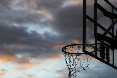 Low angle view of basketball hoop against sky