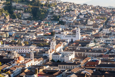 High angle view of buildings in city