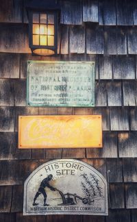 Information sign on brick wall