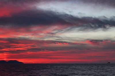 Scenic view of sea against dramatic sky