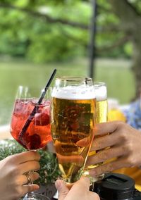 Celebrating friendship in a park