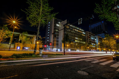 Illuminated street at night