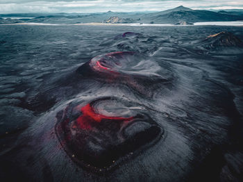 Close-up of water spraying from volcanic mountain