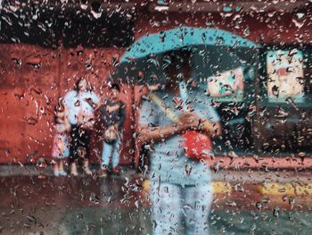 Close-up of water drops on glass