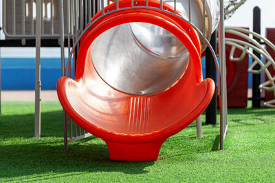 Close-up of empty chair in playground