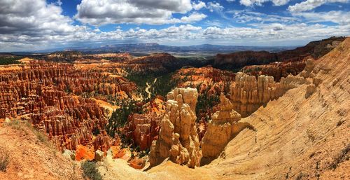 Panoramic view of landscape against cloudy sky