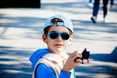 Portrait of boy wearing sunglasses