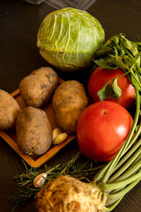 Close-up of vegetables on table