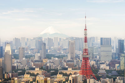 Modern buildings in city against sky