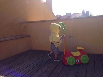 Boy wearing sunglasses against sky