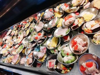 High angle view of food on table