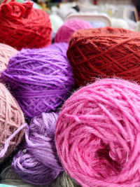 Close-up of multi colored ball of wools