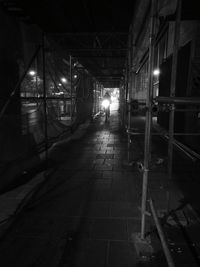 Illuminated railroad station at night