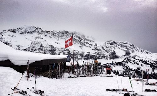 Scenic view of snow covered mountains