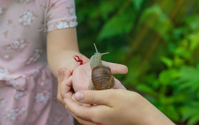 Midsection of woman holding fish