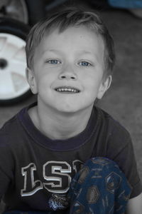 Close-up portrait of smiling boy