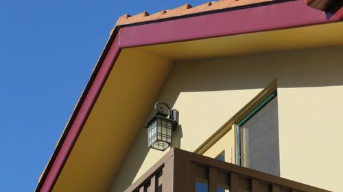 Low angle view of built structure against clear sky