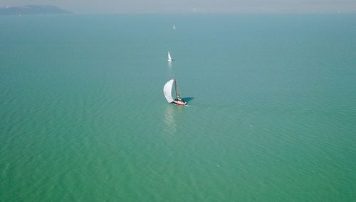 High angle view of boat in sea