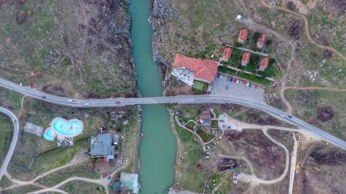 High angle view of stadium