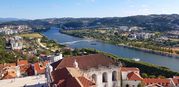 High angle view of townscape and buildings in city