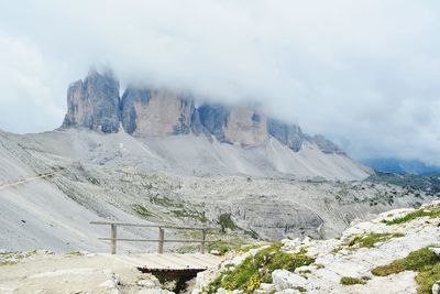 Scenic view of snow covered mountains against sky