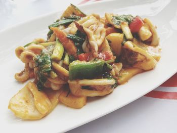 High angle view of meal served in plate