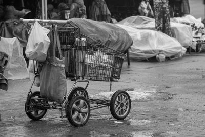 Shopping cart on road