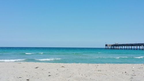 Scenic view of sea against clear sky