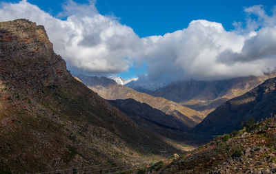 Scenic view of mountains against sky