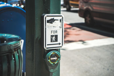 Close-up of road sign