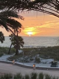 Scenic view of beach during sunset