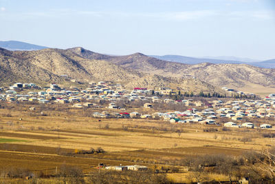 View of the old village in georgia, bolnisi village and hill landscape