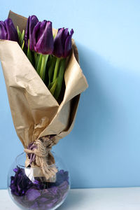 Close-up of flower vase on table