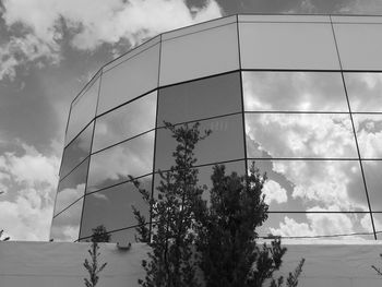 Low angle view of modern building against sky